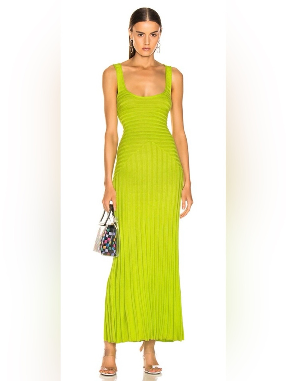 Mara Hoffman Neon Lime Ribbed Sleeveless Maxi Dress